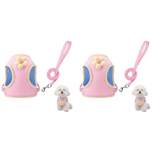 Qpets® Cat Vest Harness with 1.5m Leash Cute Flower Belt Breathable Mesh Quick Release Buckle 360 Swivel Hook Design for Outdoor Walking Travel M Bust 35-40cm 2PCS Qpets® Cat Vest Harness with 1.5m Leash Cute Flower Belt Breathable Mesh Quick Release Buckle 360 Swivel Hook Design for Outdoor Walking Travel M Bust 35-40cm 2PCS
